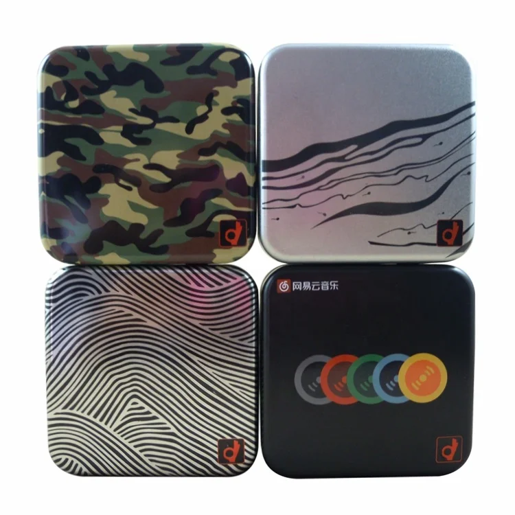 Небольшая Квадратная жестяная коробка на заказ с шарниром для упаковки