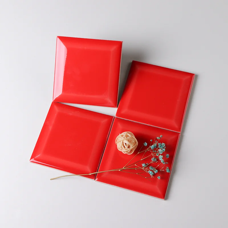 4x4 inch 100x100 Red Ceramic Decorative Wall Tiles