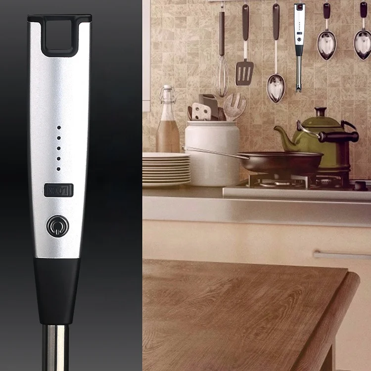 custom long gas oven kitchen candle electric torch single arc rotation encendedor electrico usb feuerzeug charging bbq lighter