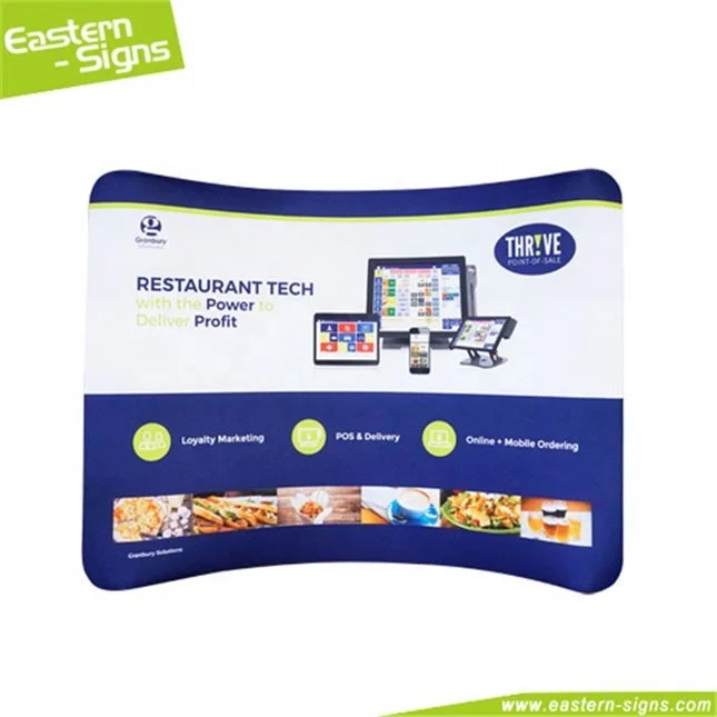 Недорогой изогнутый тканевый выставочный стенд складной фон для фотостудии