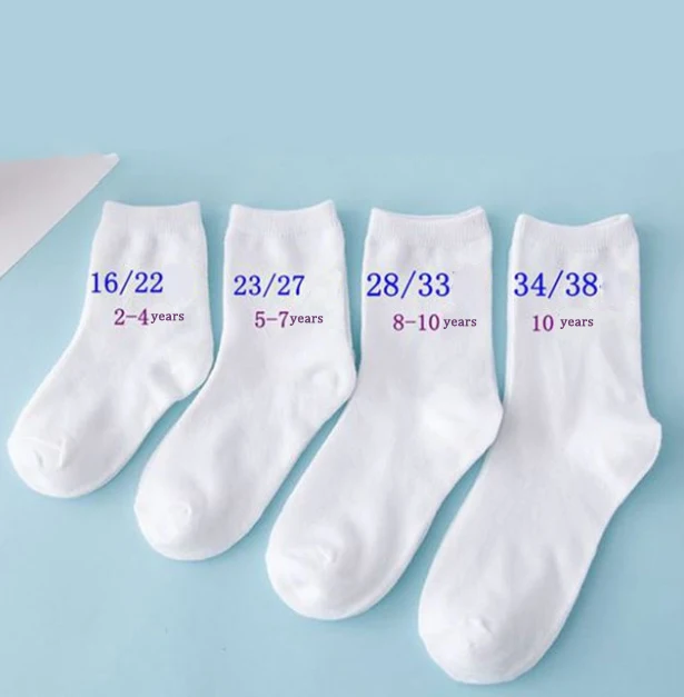 
2019 Girl and Boy white Baby School Socks 