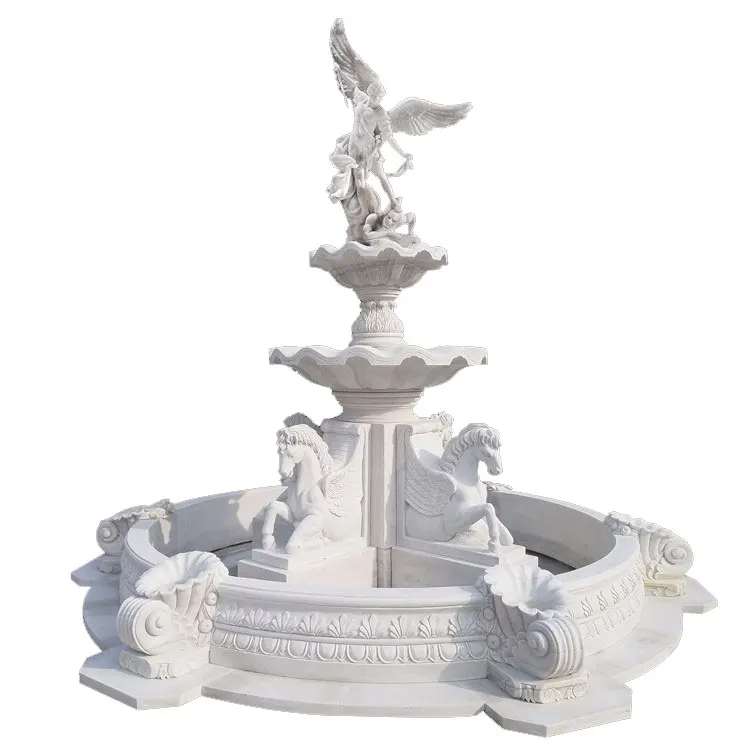 Натуральный белый уличный домашний садовый декор мраморный водяной фонтан для продажи