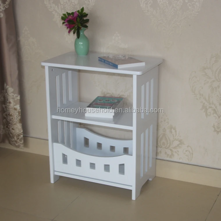 Magazine Rack white With Storage Shelf Bottom Magazine rack side Table