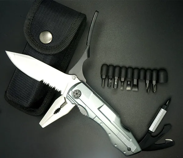 outdoor folding survival camping carabiner multi tool hunting knife with plier