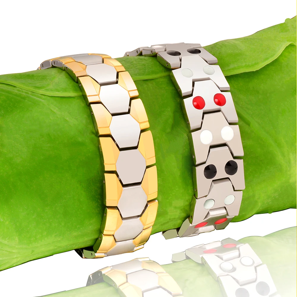Men stainless steel health blood pressure control japanese bio magnetic therapy bracelet