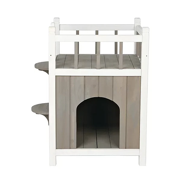 Classic Dog Bed with Roof Outdoor Indoor Wood Pet Home Flat Pack Cat House
