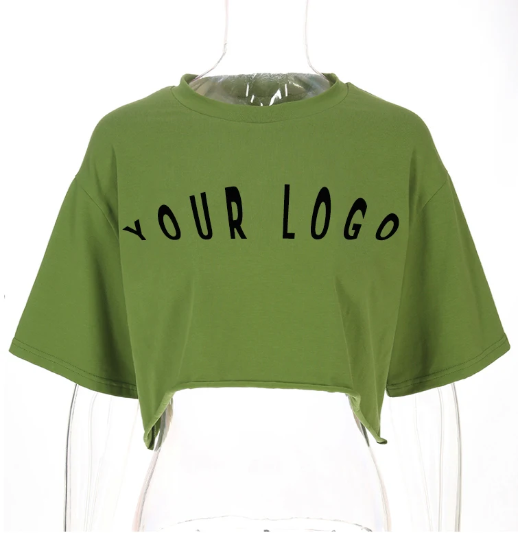 В стиле «хип-хоп», высокое качество, 100%; Домашние тапочки из хлопка для женщин моды изготовленная на заказ Печать логотипа укороченный Топ Футболка для женщин