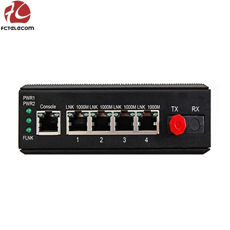 Промышленного класса shell 4 порта 100/1000 м rj45 Ethernet для волокна media converter с SNMP