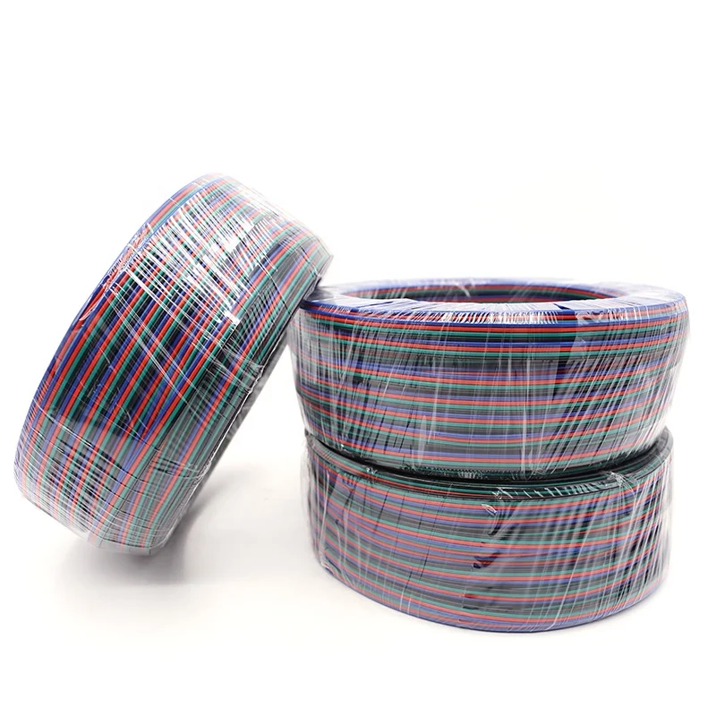 22AWG 4Pin RGB LED Extension Wires and Cables 5050 3528 RGB Strip PVC Insulated Wire Tinned Copper Wire