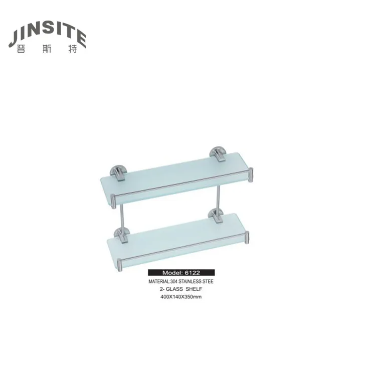 Modern style corner glass shelf for bathroom