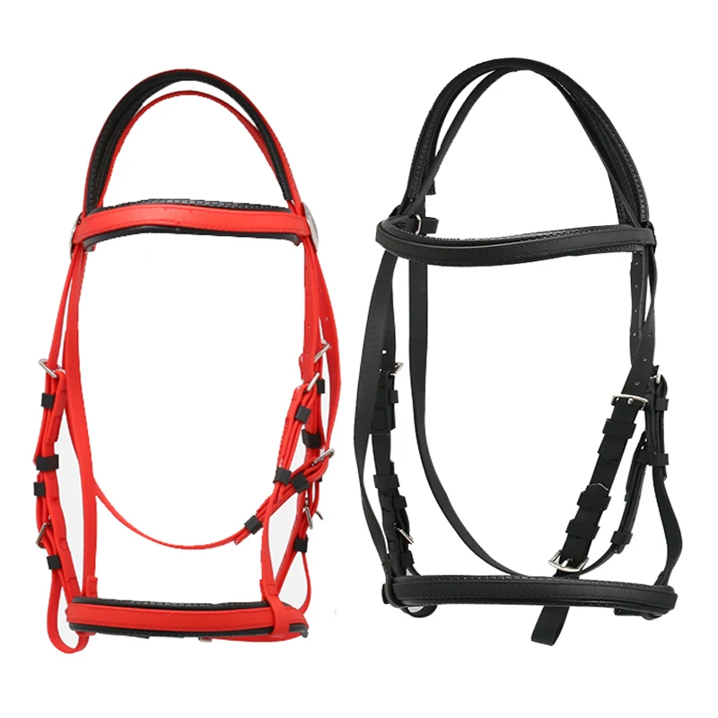 English Western Style Bridle with Durable Nylon Reins Rubber Grip for Eventing Endurance Racing Horse Halters