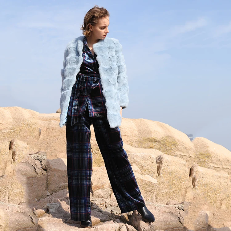 
Luxurious style best price rabbit fur coat warm women rabbit fur lined coats ladies fur coat suitable for winter 