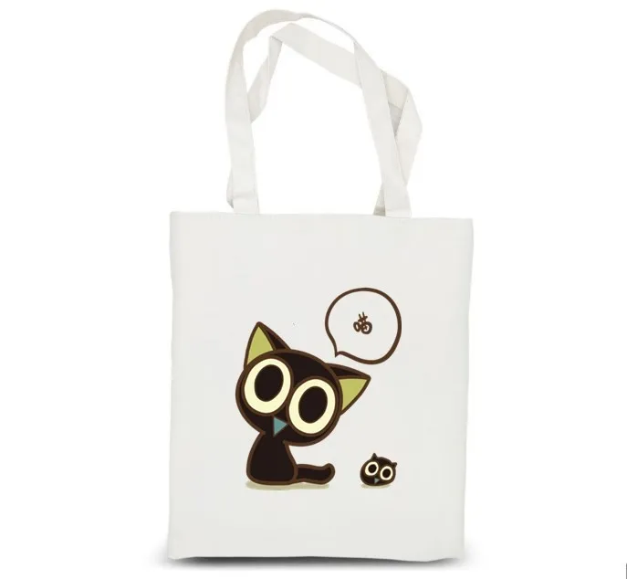 Promotional Shopping Bag Custom Printed Canvas Tote Organic Black Cotton Bag