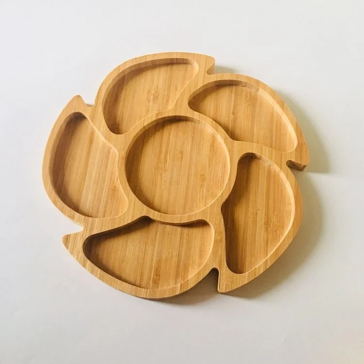 2024 Eco Friendly Children Kids Tableware Appetizer Fruit Decor Food Cake Serving Tray Set Bamboo Fiber Baby Dinner Plate