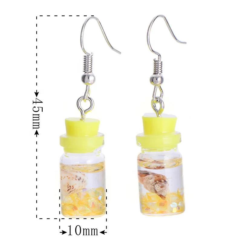Fashion Candy Color  Lovely Fruit Milk Tea Drink Charm Bottle Resin Drop Earrings Yellow Lemon Cup Dangle Earring For Girls