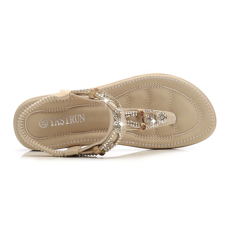 
Wholesale Fashion style rubber sole rhinestone flat women beach sandals for women and ladies Factory Price Directly 