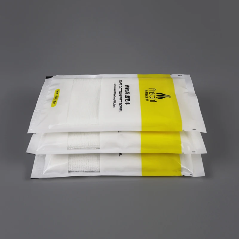 Hot sale 100% cotton white plain disposable restaurant refreshing wet towel