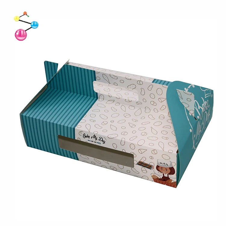 Sample Available Paper Bakery Sweet Candy Macaron Cookie Custom Cake Take Away Food Packaging Boxes With Window
