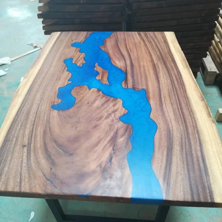 Solid wood top slab table