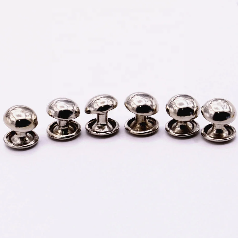 Double cap metal leather garment rivet