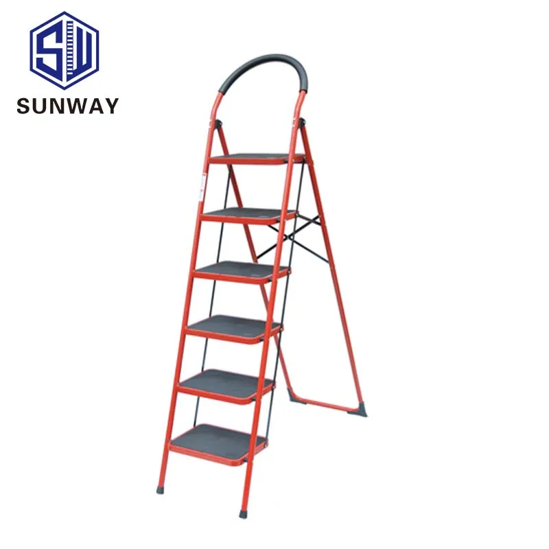  SUNWAY 3 ступенчатая стальная лестница с en131 утвержденные широкий шаг лестницы протектора Складная