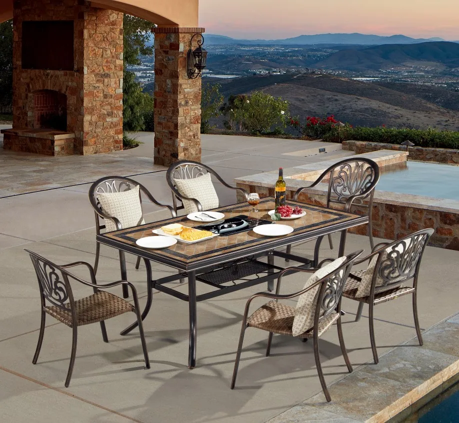 Promotion Cast Aluminum Dining Set Outdoor Rattan chair