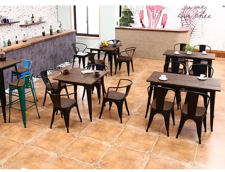 Industrial Metal Chair, Stock Restaurant Wrought Iron Dining Chair