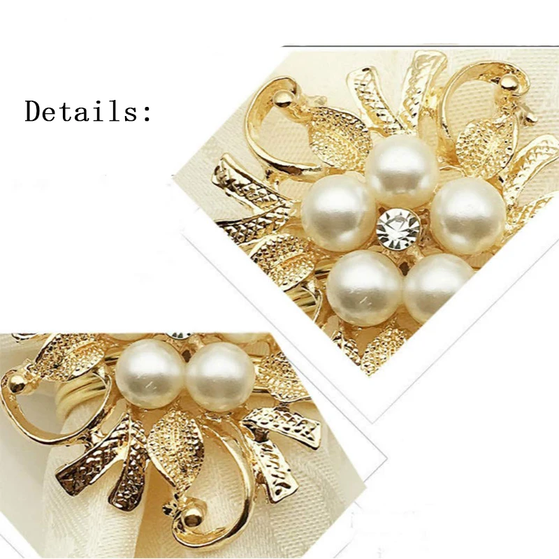 2019 New desgine flower gold plated pearl rhinestone for dinner table decoration