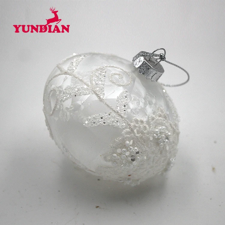 Wholesale Elegant Decorative Christmas Ornament Onion Shape White Frosted Hanging Glass Bauble Ball For Xmas Tree Wedding Party
