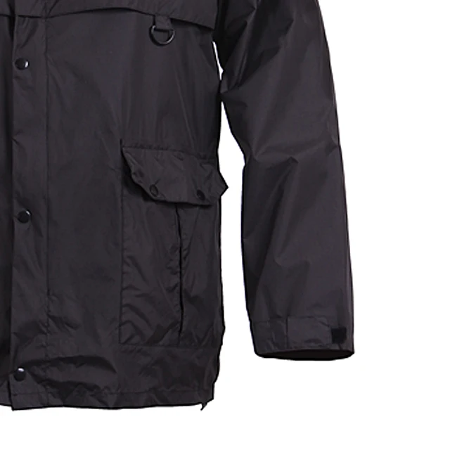 Black Color Hooded Rain Wear Outdoor Rain Suit Motorcycle Raincoat Polyester PVC Rainwear