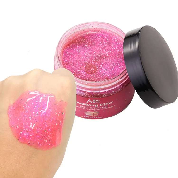 High Moisturizing Strawberry Pink Glitter Face Mask Oem Peel Off Whitening Revitalizing Facial Face Mask