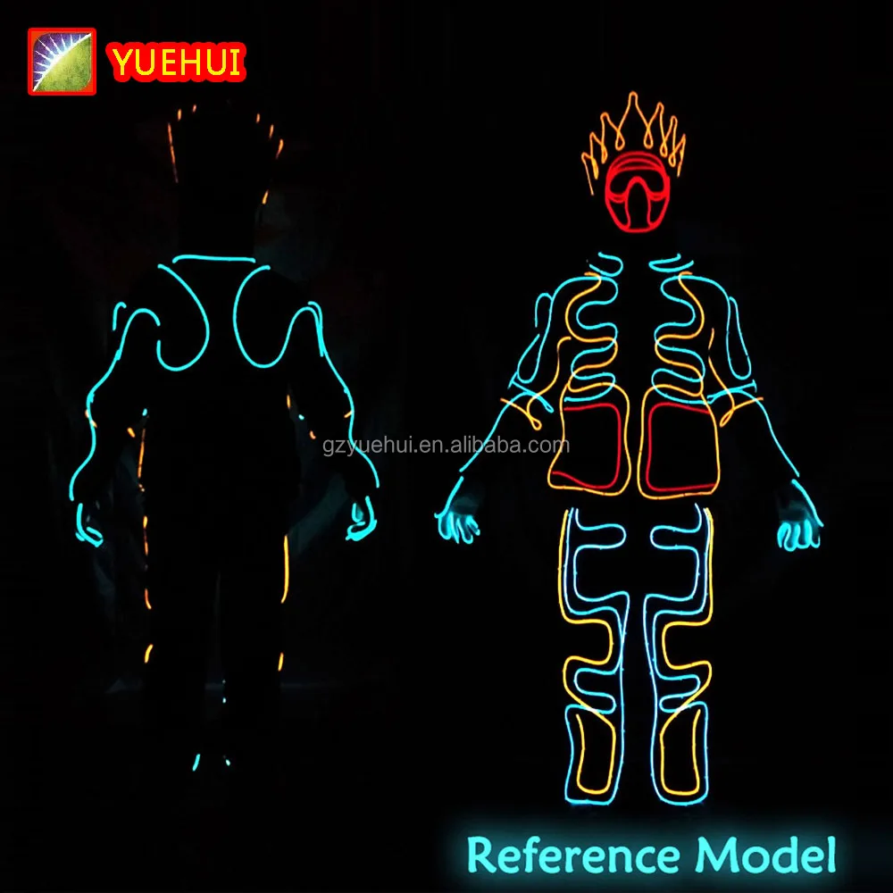 Cold Light Clothing Glowing Costume Carnival EL Indian Luminous EL Wire Suits Men Led Costume Manufacturer Wholesale In Stock