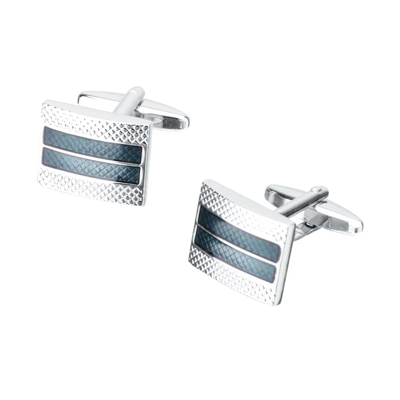 Simple Square Indigo Enamel Cufflinks for Mens