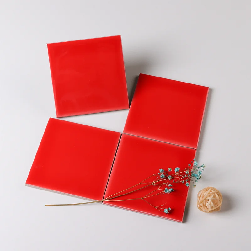 4x4 inch 100x100 Red Ceramic Decorative Wall Tiles