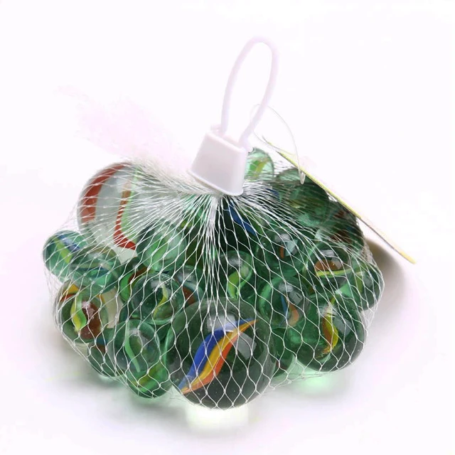 cheap playing glass marble toys in mesh bag packaging