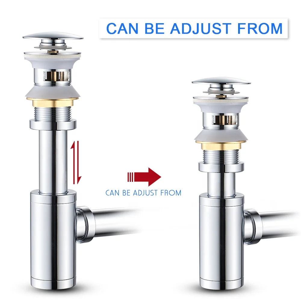 Brass Bathroom  Drain with Detachable Basket Stopper, Vanity Sink Strainer, Chrome