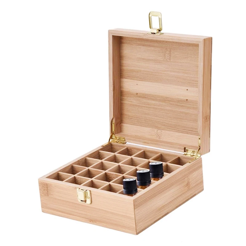 Beautifully 25 bottle wooden essential oil storage organizer box bamboo essential oil box
