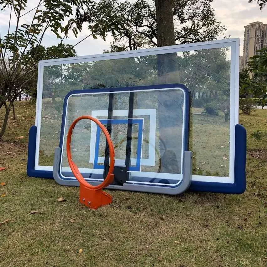 High qualtity 12mm thickness PU padding tempered glass safety basketball board with ring