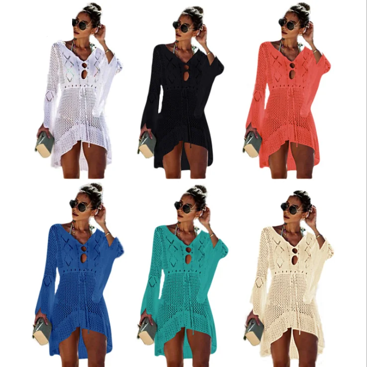 Beach Swimsuit for Women Long Sleeve swimwear Coverups Bikini Cover up Net
