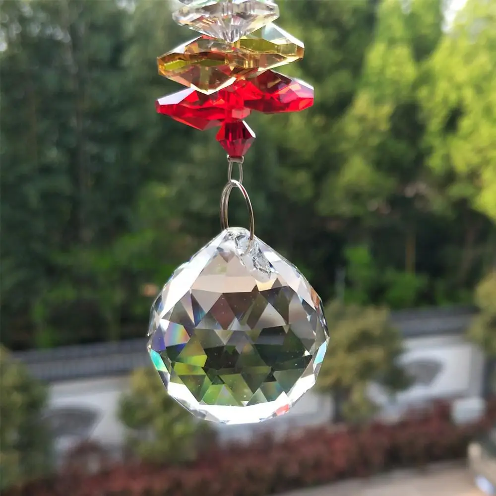 DIY Clear Rainbow Suncatcher Glass Pendant Crystal Faceted Ball For Lighting Chandelier Decoration