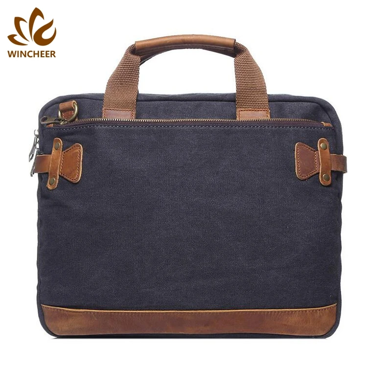 Office Messenger Notebook Briefcase Luxury Canvas Laptop Bag Cheap Price Vintage Accept Custom Logo