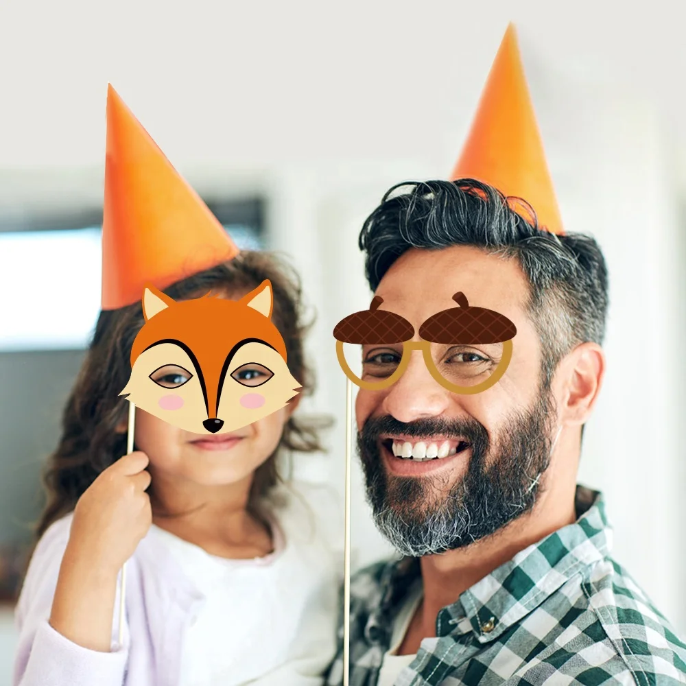 YISHU woodland creatures party decor 44 pcs photo booth props DIY woodland party props