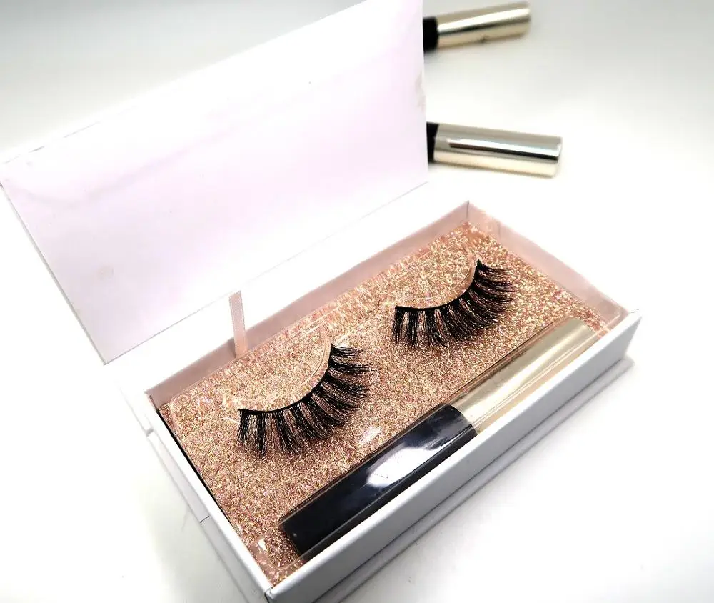 Custom private Label magnetic lash box Top selling natural 3D volume magnetic lashes eyelashes