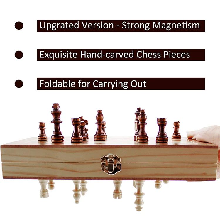 Custom antique engraved wood backgammon checkers chess piece  set with chess table for adult and kids game
