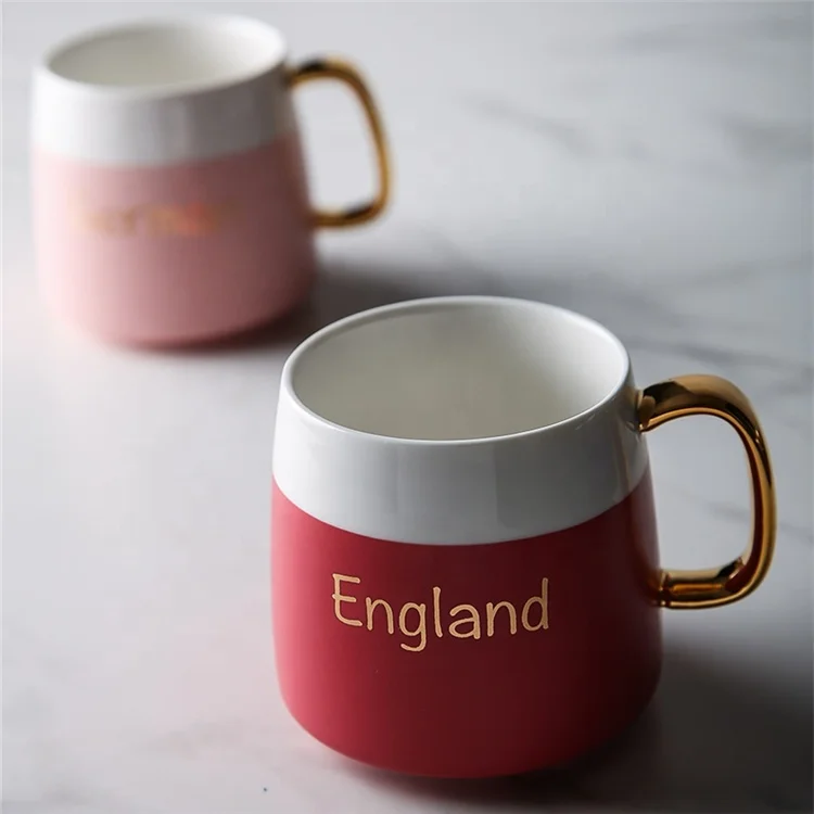 China supplier customized golden logo personalized stoneware coffe mug