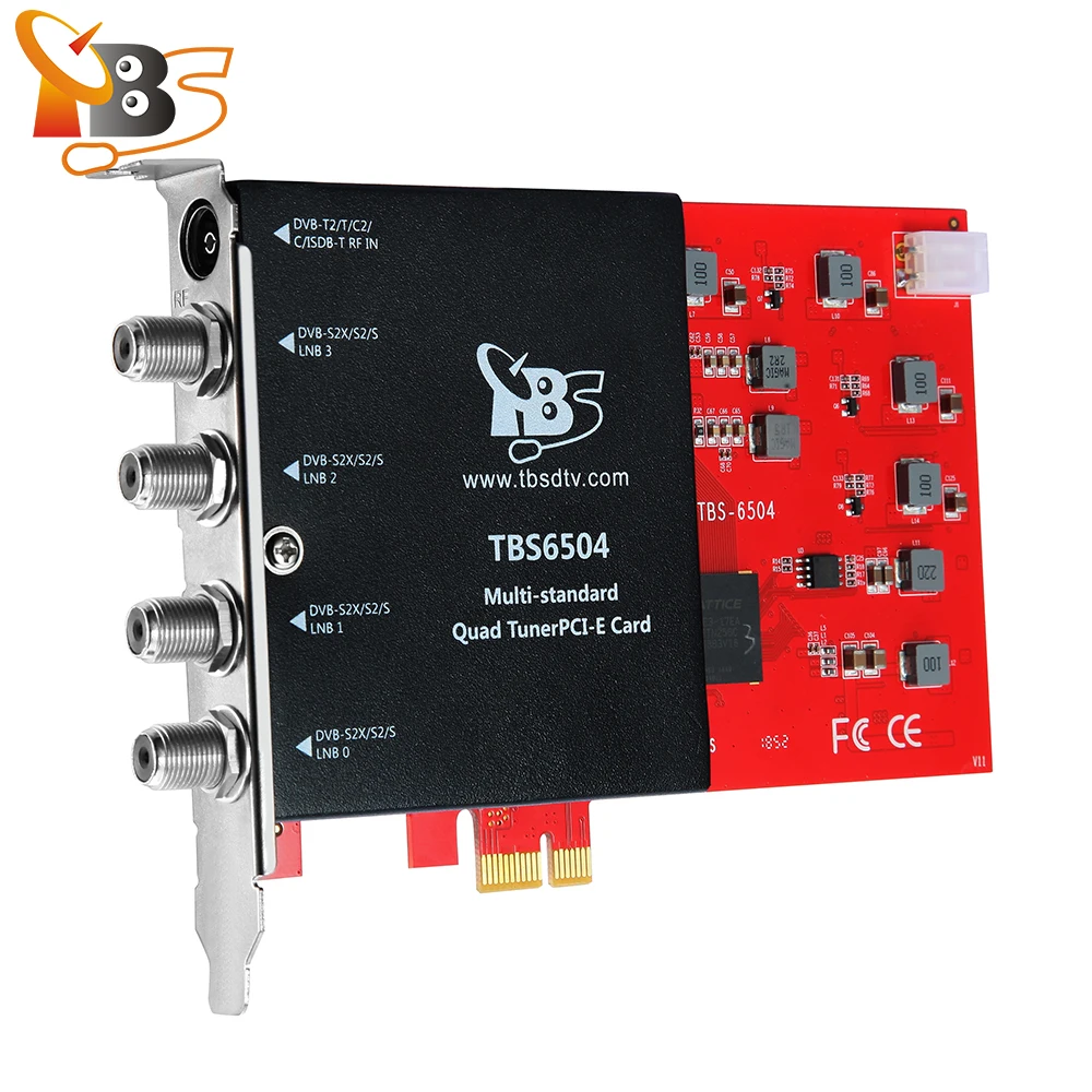 
TBS6504 Quad Tuner dvb s2 fta satellite receiver pci-e dvb-t2 tuner tv card ISDB-T DVB-C capturing card for IPTV streaming 