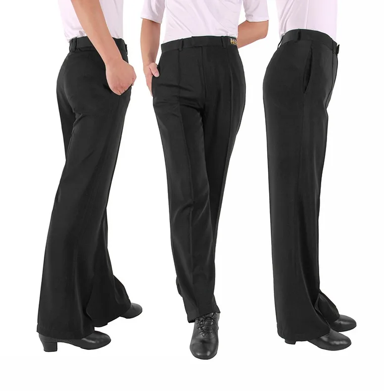 Горячая Распродажа, высококачественные профессиональные черные мужские брюки из спандекса для бальных танцев, латиноамериканских танцев