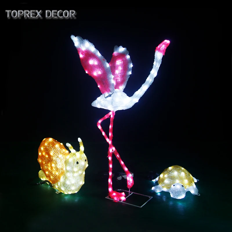 Festival Garden decorations animal sculpturepink flamingo bird figure flamingo led light