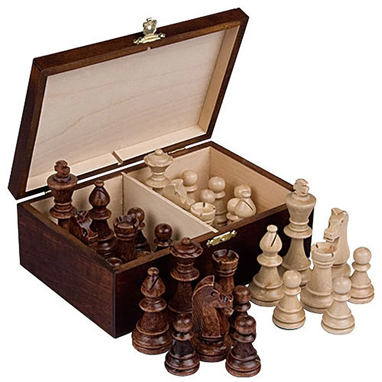 Wholesale popular high quality antique wooden 3 in 1 folding board game chess pieces set with wooden box