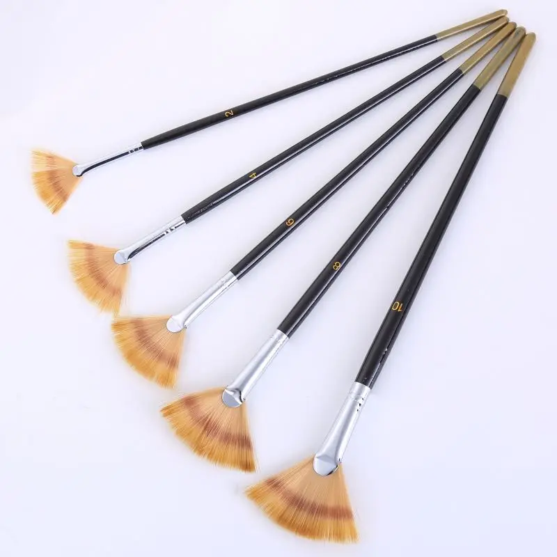 BOMEIJIA 5pcs Factory Professional Art Supplies Mix color Fan Shape Design Artist Paint Brushes Sets